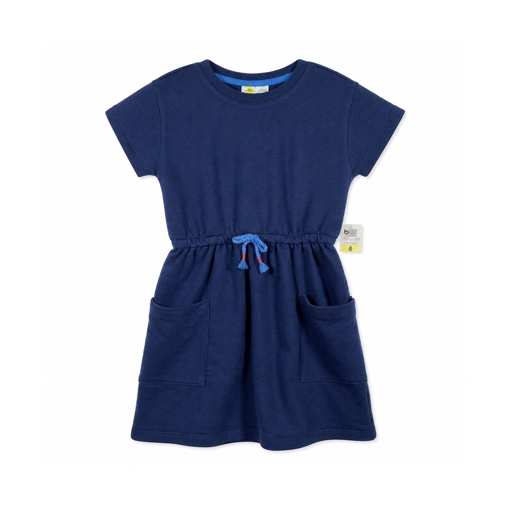 Epic Threads French Terry Dress Kids XS 5/6 Medieval Blue Short Sleeve Pockets